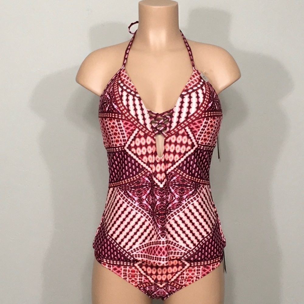 Kenneth Cole push up burgundy tankini set. NWT